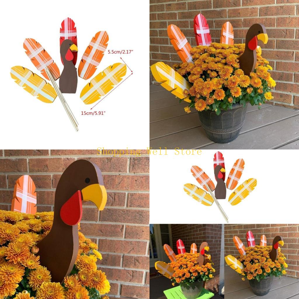 

KX4B Festive Thanksgiving Turkey Decoration Turkey Planter Insert for Garden Flower Decor And Holiday Cheer Set China Mainland
