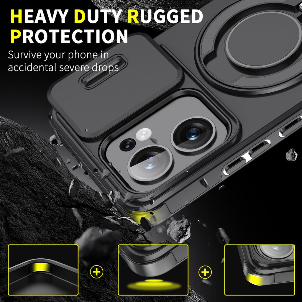 For OPPO A5/A3X Case, Magnetic Camera Cover Phone  Case Cover with 360° Rotating Ring Holder for OPPO A60 5G
