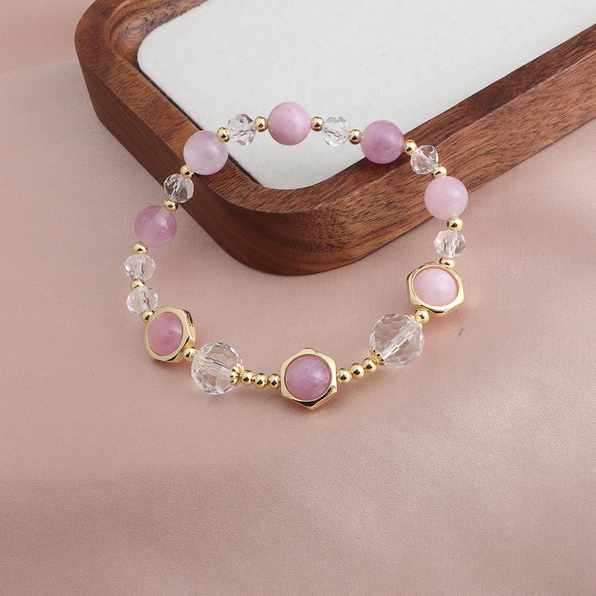 Браслет Аметист Сахарный Кубик Хрустальный Браслет Оригинальный Дизайн Натуральный Розовый Хрустальный Браслет Дофаминовый Цвет