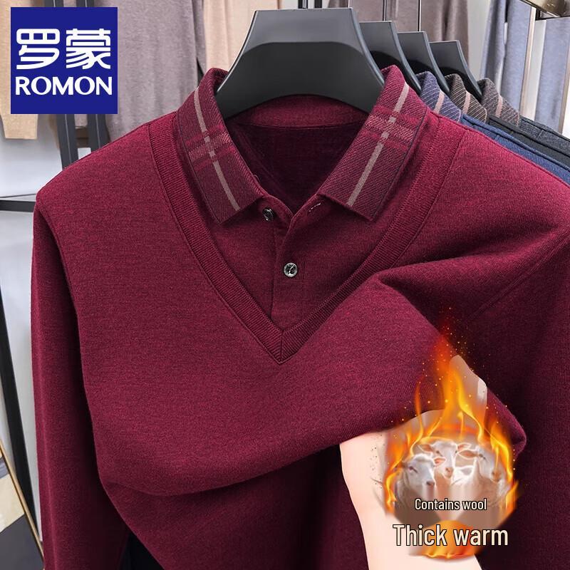 

Romani Men s Faux Two-Piece Fleece-Lined Wool Blend Sweater 3XL