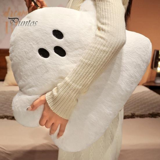Ghost Pute Plysj Hvit Ghost Doll Søt myk flanell PP bomullsfylling Ghost Pendant Halloween Theme Sofa Ryggstøtte