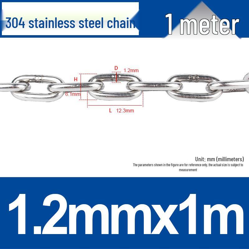 Guwanji 304 Stainless Steel Utility Chain 1.2mm x 1m (2 pcs)