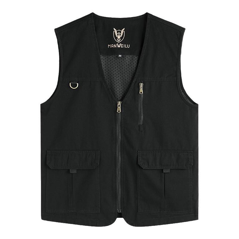 Men's High-End Mountain Style Outdoor Vest - Pure Cotton, Fishing & Camping Gilet Jacket