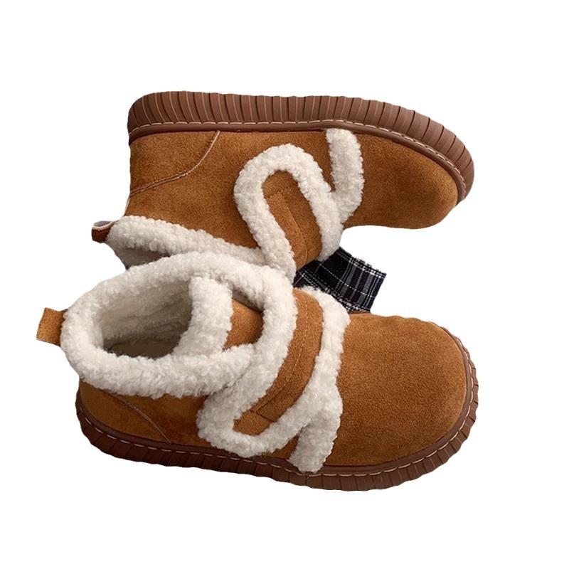 Platform bread shoes women's new winter Velcro velvet warm ins warm big head cotton shoes