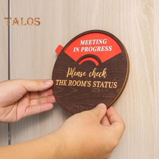 Rotatable Wooden Office Door Sign Meeting In Progress Office Door Busy Sign Welcome Please Knock Meeting Room Door Plaque Decoration