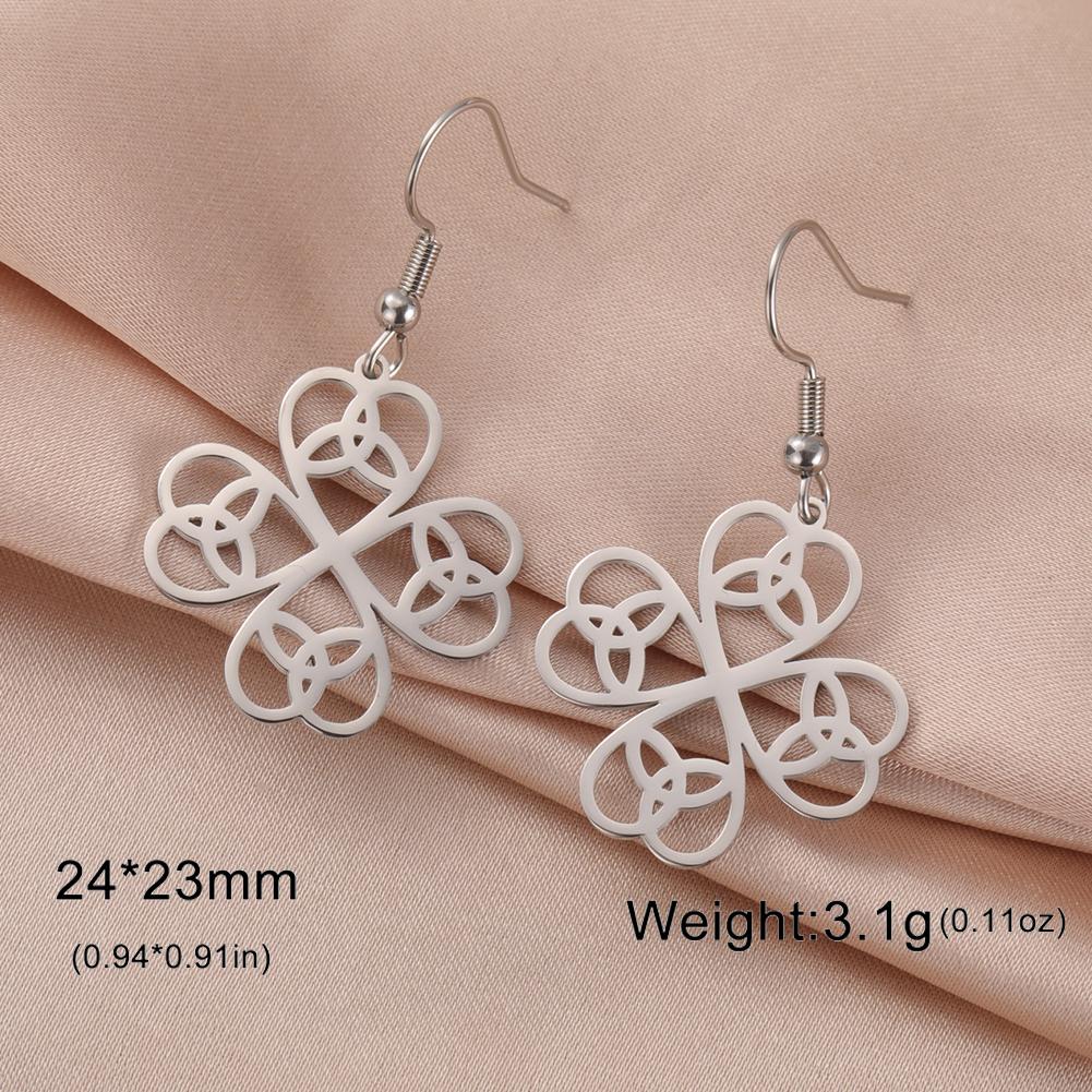LIKGREAT Stainless Steel Celtic Infinity Knot Dangle Earrings for Women Lady Elegant Hook Charms Good Luck Jewelry New Year Gift