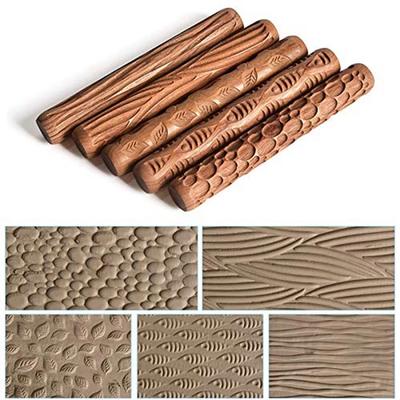 New Pottery Tools Wood Hand Rollers for Stamp Pattern Roller Pattern Ceramic Clay Sculpting Tools Polymer Molds