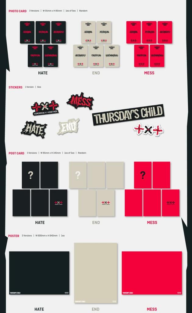 TXT Minisode 2 Child 4th Mini Album HATE Version Card Lenticular Logo Paper Sealed Thursday's CD+1p Poster+64p PhotoBook+Lyrics SET+1p PhotoCard+6ea