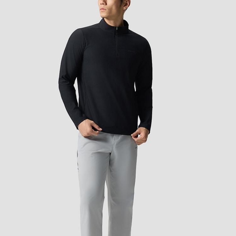 Men's Saucony Knitwear Men's Jet Black Stand Collar Moderate