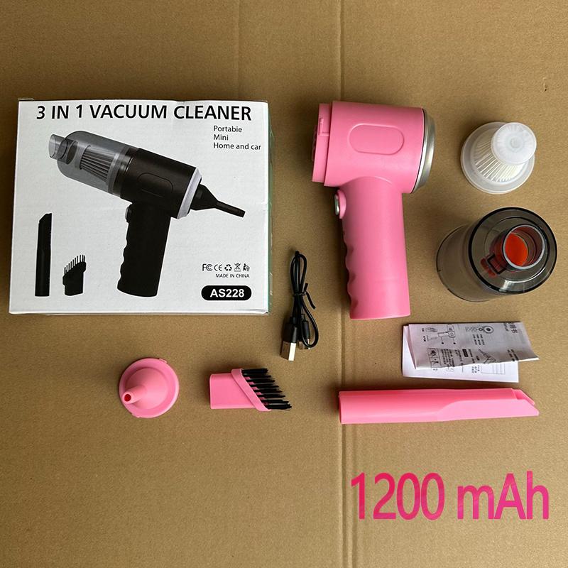 

3 In1 Portable Handheld Car Vacuum Cleaner Mini Compressed Air Dust Collector Strong Blowing Suction Cordless Hairdryer For Auto