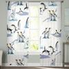 Zvířecí tučňák vzor průsvitná záclona do obývacího pokoje moderní voálové tylové okenní závěsy do ložnice kuchyňské závěsy