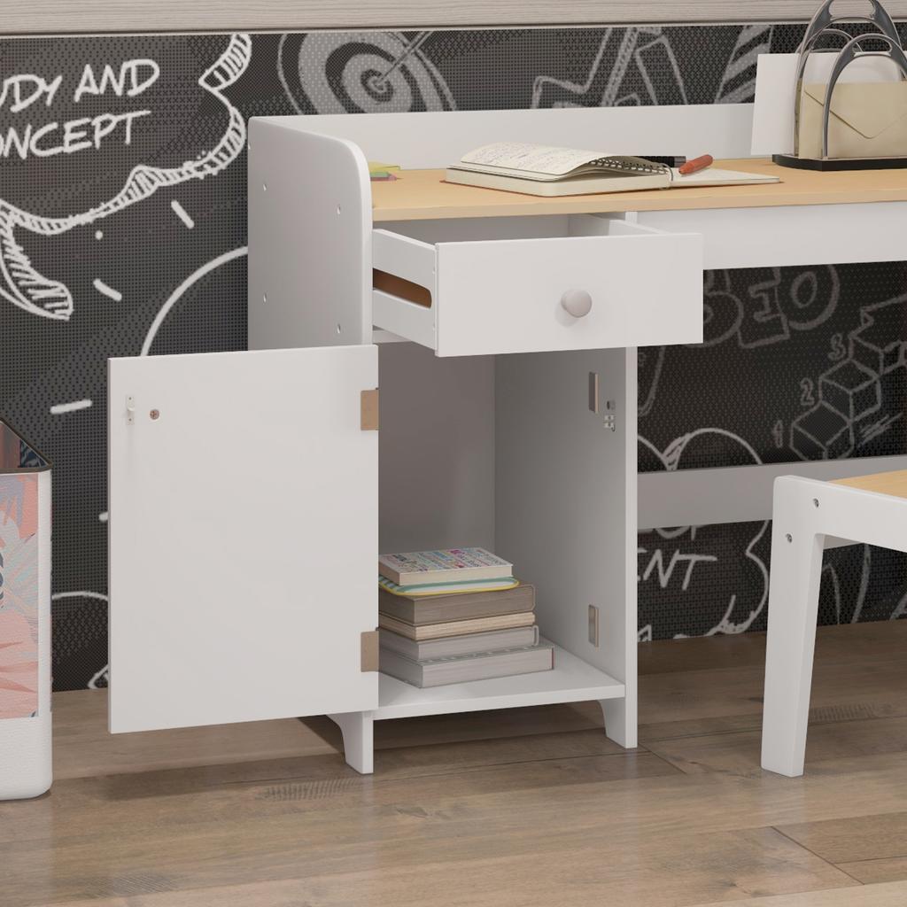Kids Desk and Chair Set for 3-6 Years with Storage Drawer, Study Table and Chair for Children - White