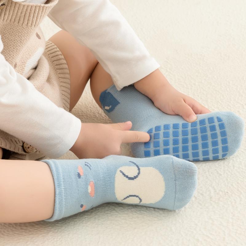 Kids Non-Slip Socks Cute Cartoon Pattern Baby Boys Girls Floor Socks Comfortable Breathable for Toddler Children Spring