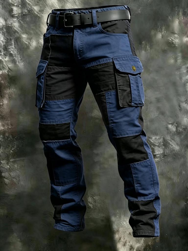 Reine Baumwolle Europäische und Amerikanische Herren Farbblock Taktische Mehrzwecktaschen Outdoor Arbeitskleidung Hose S-XL