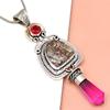 Turtella Jasper Garnet Gemstone Mother's Day Silver Jewelry Pendant  3.75"