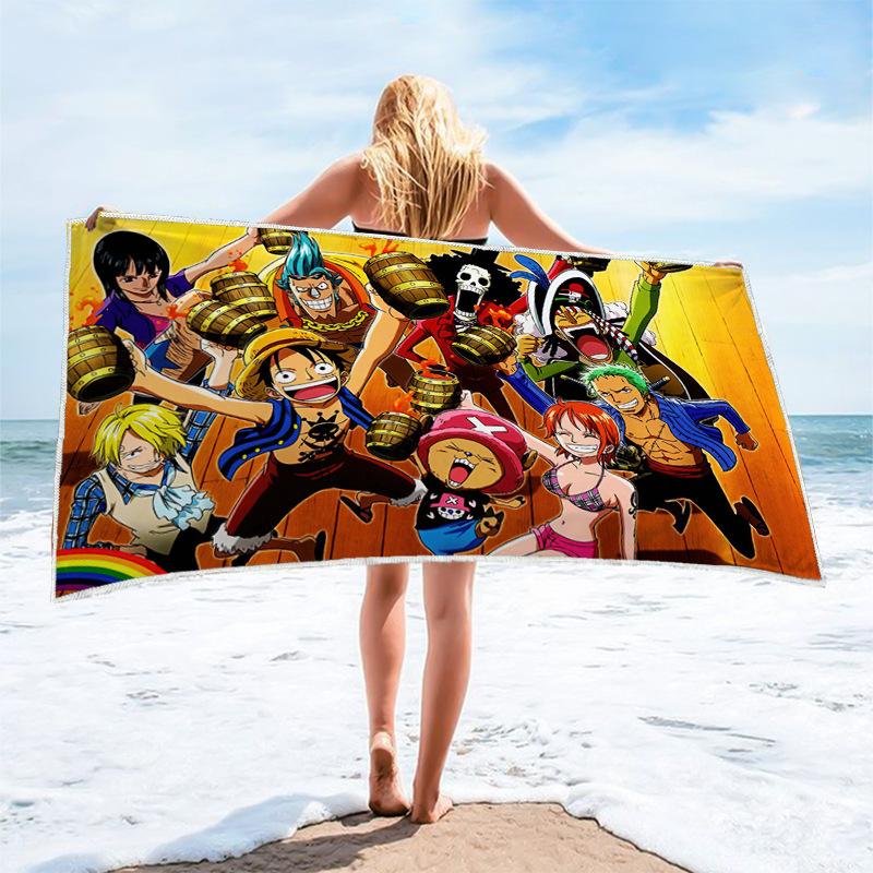 Anime Character Printed Square Microfiber Beach Towel Quick Dry Bath Towel For Shower Swimming