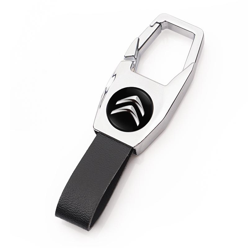 3D Metal Leather Auto Emblem Badge Keychain For Citroen Celysee C6 C3 C5 C1 C2 C4 Aircross Picasso Cactus Berlingo Saxo Grand