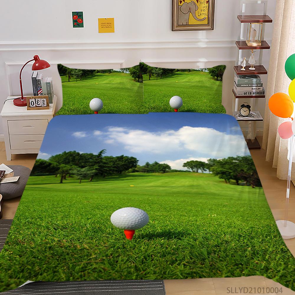 Golf Series Digital Printing Bedding Two Or Three-Piece Set Polyester Cocoa