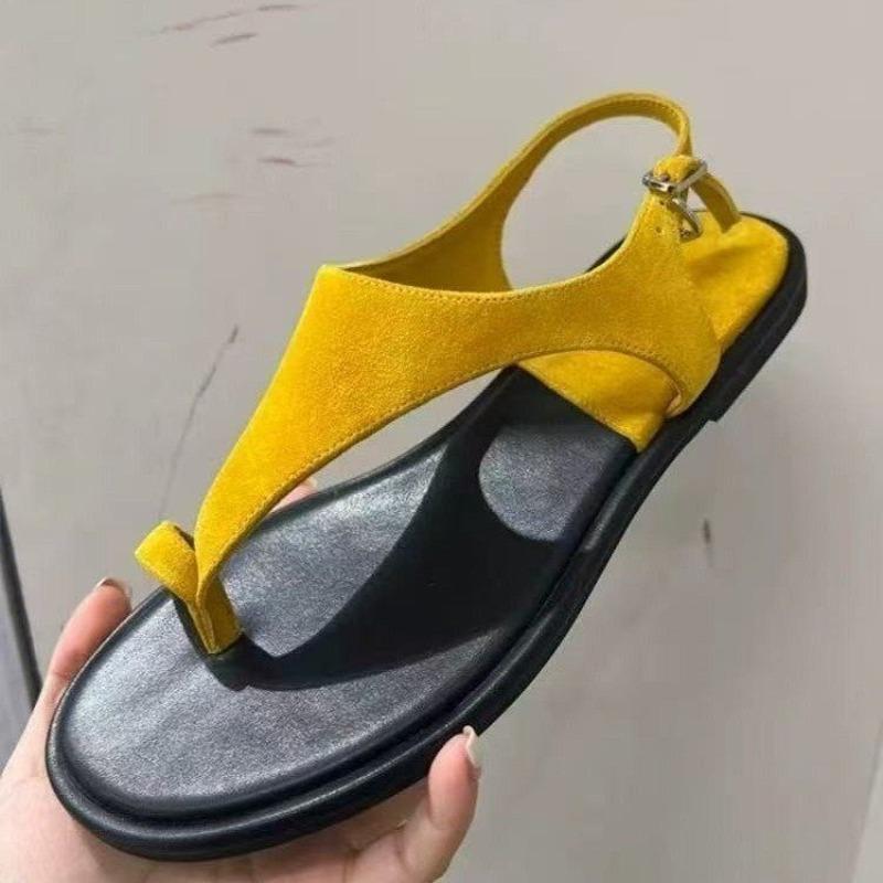 Fashion Vintage Flat Toe Herringside Sandals Women's 2025 New Summer Holiday Rome Sandals and Slippers for Outer Wear