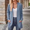 2025 Spring/Autumn Solid Color Ribbed Knit Cardigan Jacket
