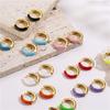 HECHENG,Purple/pink/blue Color Enamel Small Hoop Earrings Round Circle Huggie Earrings for Women Fashion Zircon Wholesale
