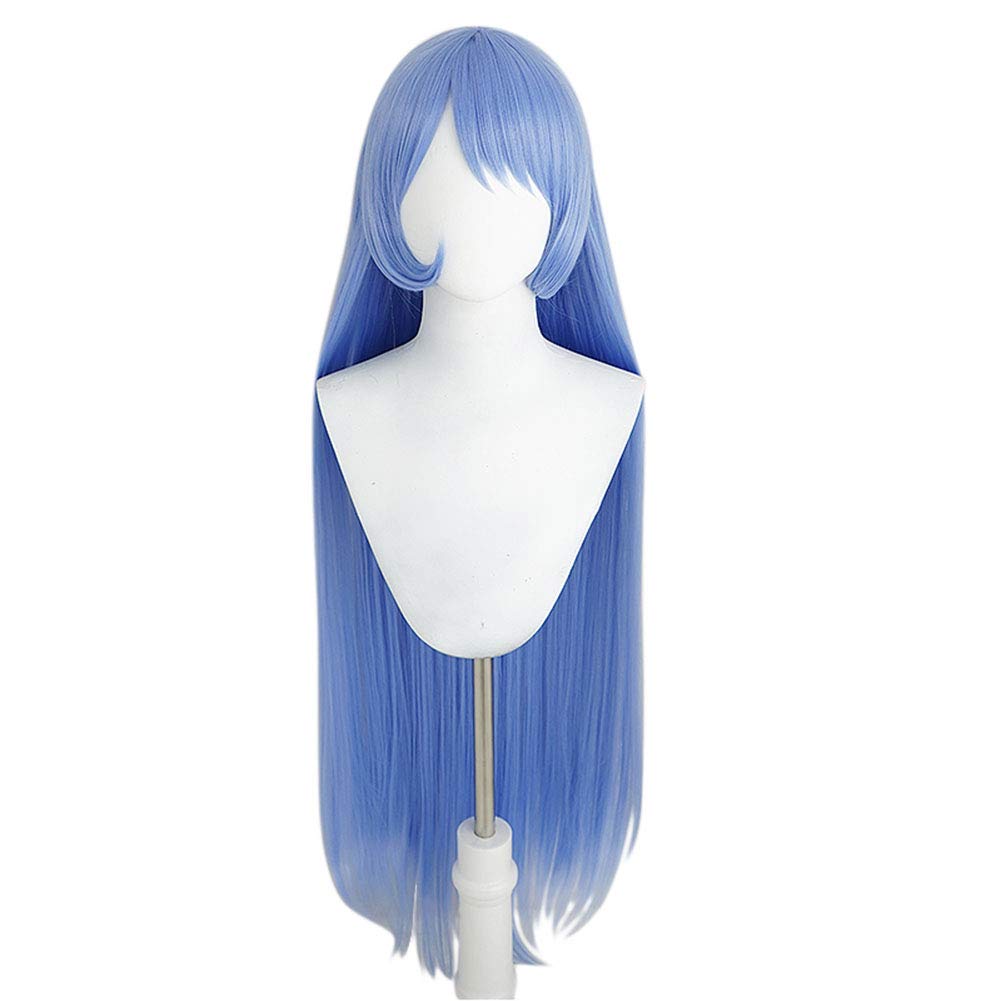 Cosplay Wig with Net, Long, Light Blue, Heat-resistant, Perfect for Halloween, Events, and More.