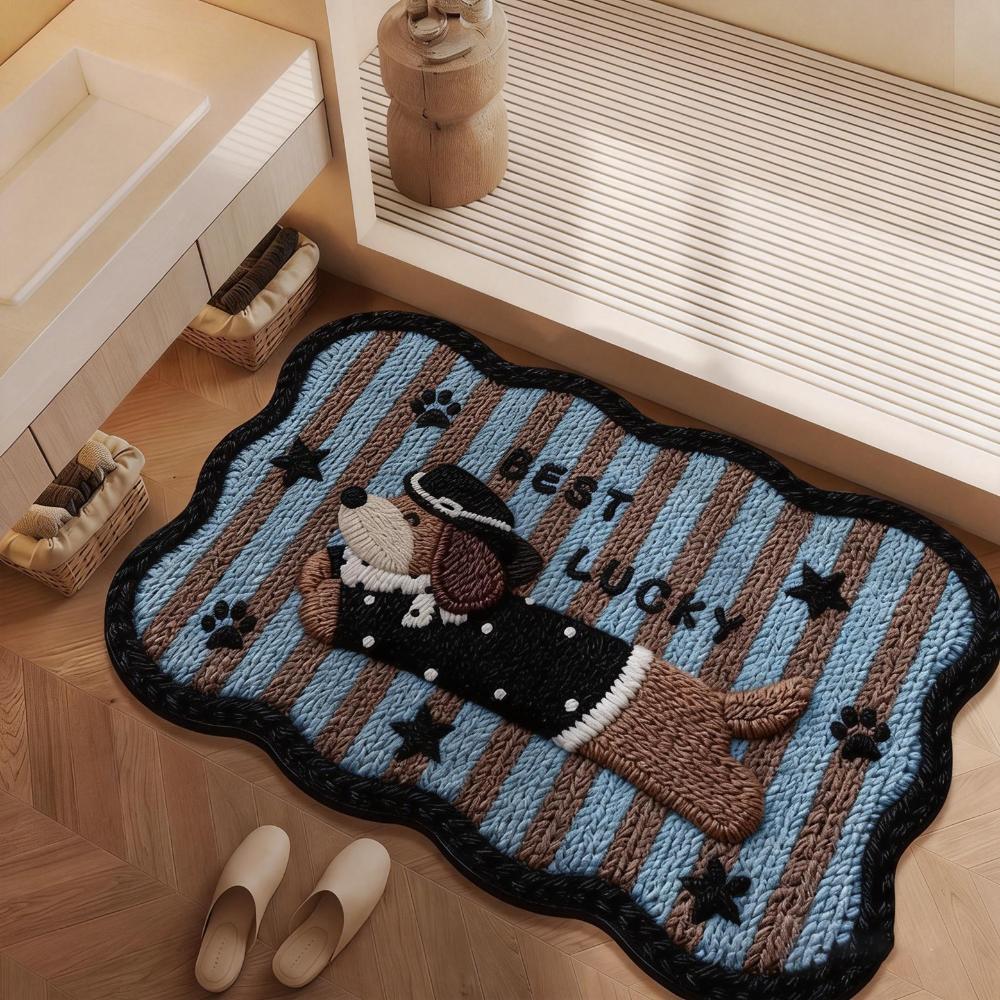 Durable 40*60cm Bath Mat Dirt-scraping Surface Water Absorption Pony Door Mat Household Washable Doormat Home Decoration
