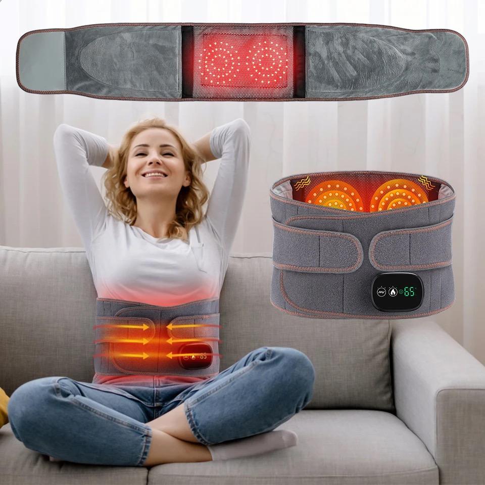 Masseur de taille chauffant infrarouge Ceinture électrique Charge USB Vibration Lumière Rouge Compresse Chaude Support lombaire Relaxation