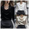 Women's Fashion Casual Solid Color Print Long Sleeve V Neck Blouses & Shirts