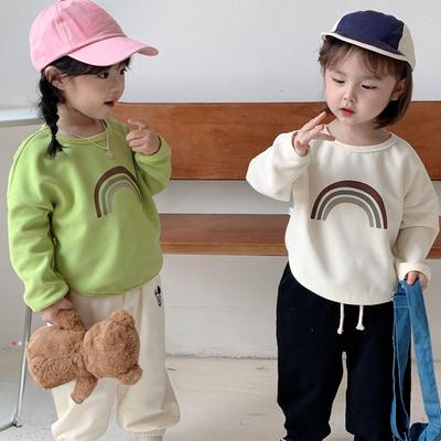 Autumn New Children's Waffle Long Sleeve Round Neck Pullover Sweater