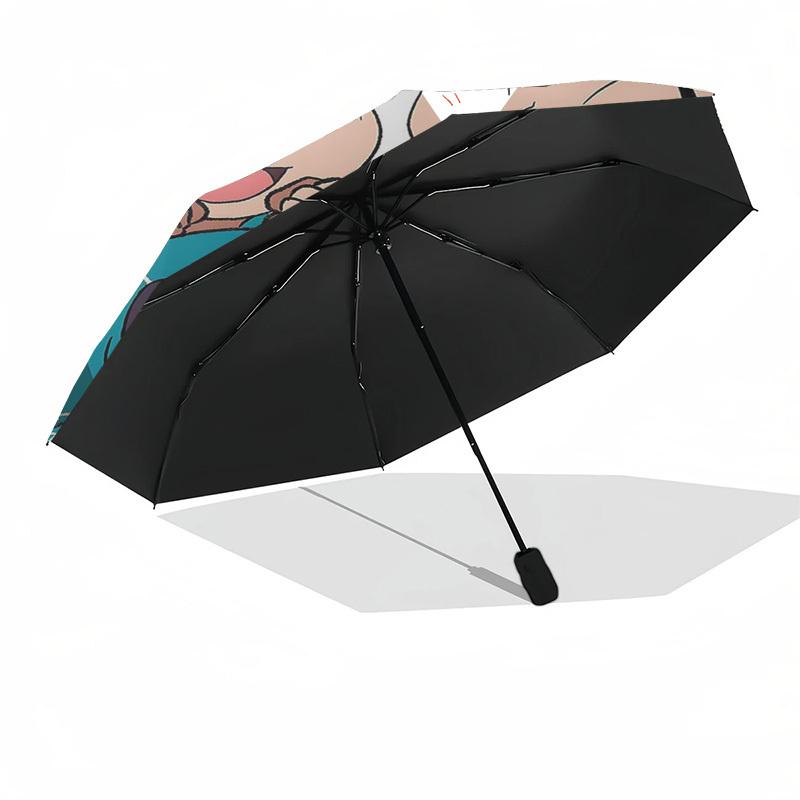 1ks Venkovní deštník s anime postavami - Automatické otevírání/zavírání, Přenosný 3dílný design, Železná konstrukce s 8 žebry - Perfektní dárek pro fanoušky, Cestování