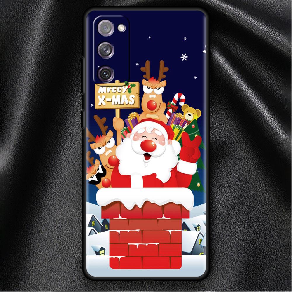 Bumper Case For Samsung Galaxy S22 Ultra S21 FE S20 Plus S10 Lite Phone Cover S10e S9 S8 S7 Silicone Funda Christmas Santa Claus