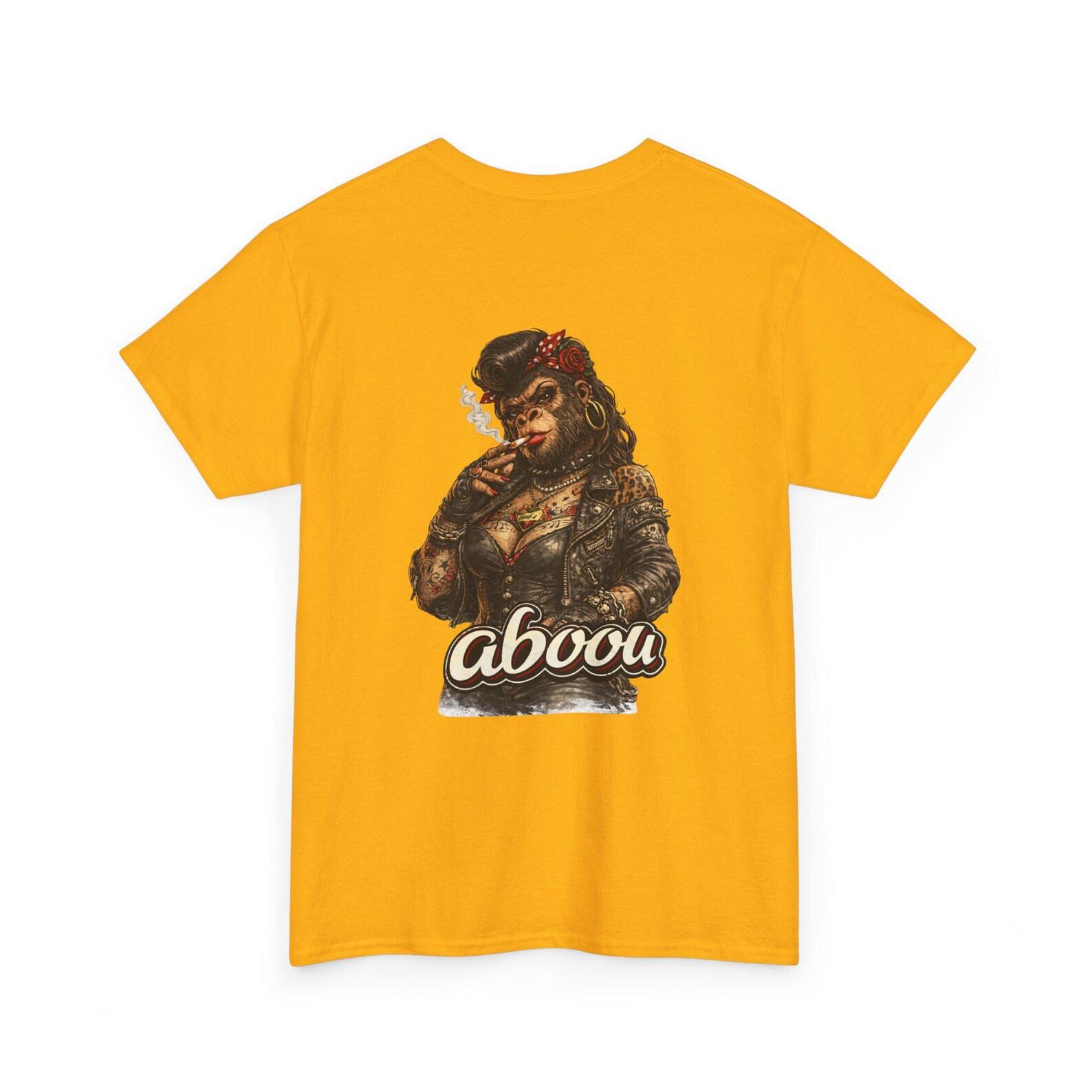 Rockabilly Smoking Gorilla T-Shirt | Retro Ape Illustration 4XL