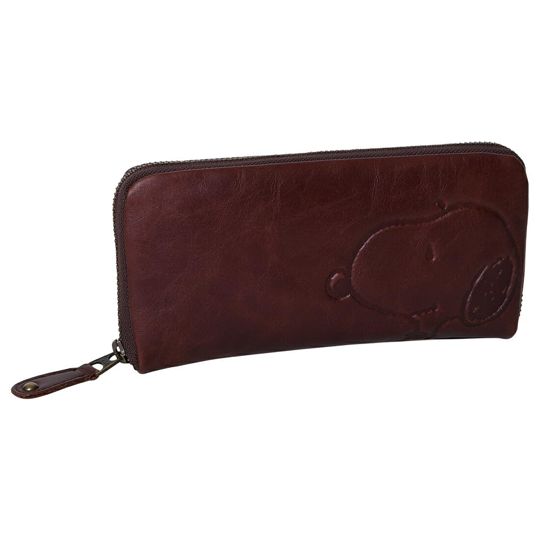 

Snoopy long round genuine bag 73166 [Peanuts] wallet, wallet, zipper, leather, MOTHERS, stitching, R, wallet, women s, men s, (chocolate) шоколадний