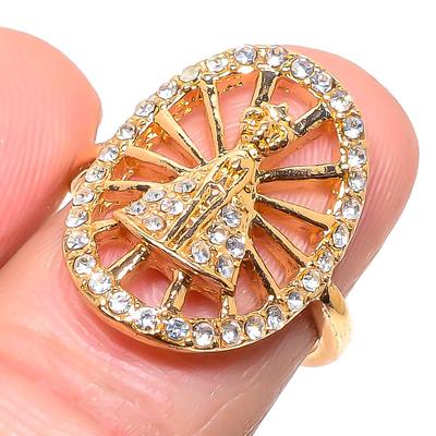 Natural Cubic Zirconia Gemstone Handmade 925 Sterling Silver Ring Size 7 Z8h93