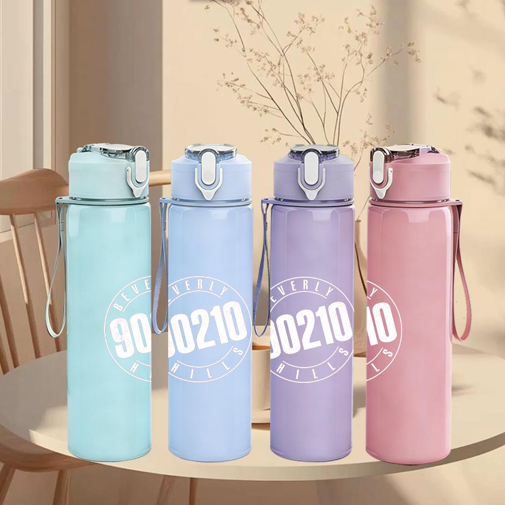 1PC Blank Light Faded White Minimalist Print 750ml Portable Sports Water Bottle Leakproof Gym Outdoor Travel Drink Cup