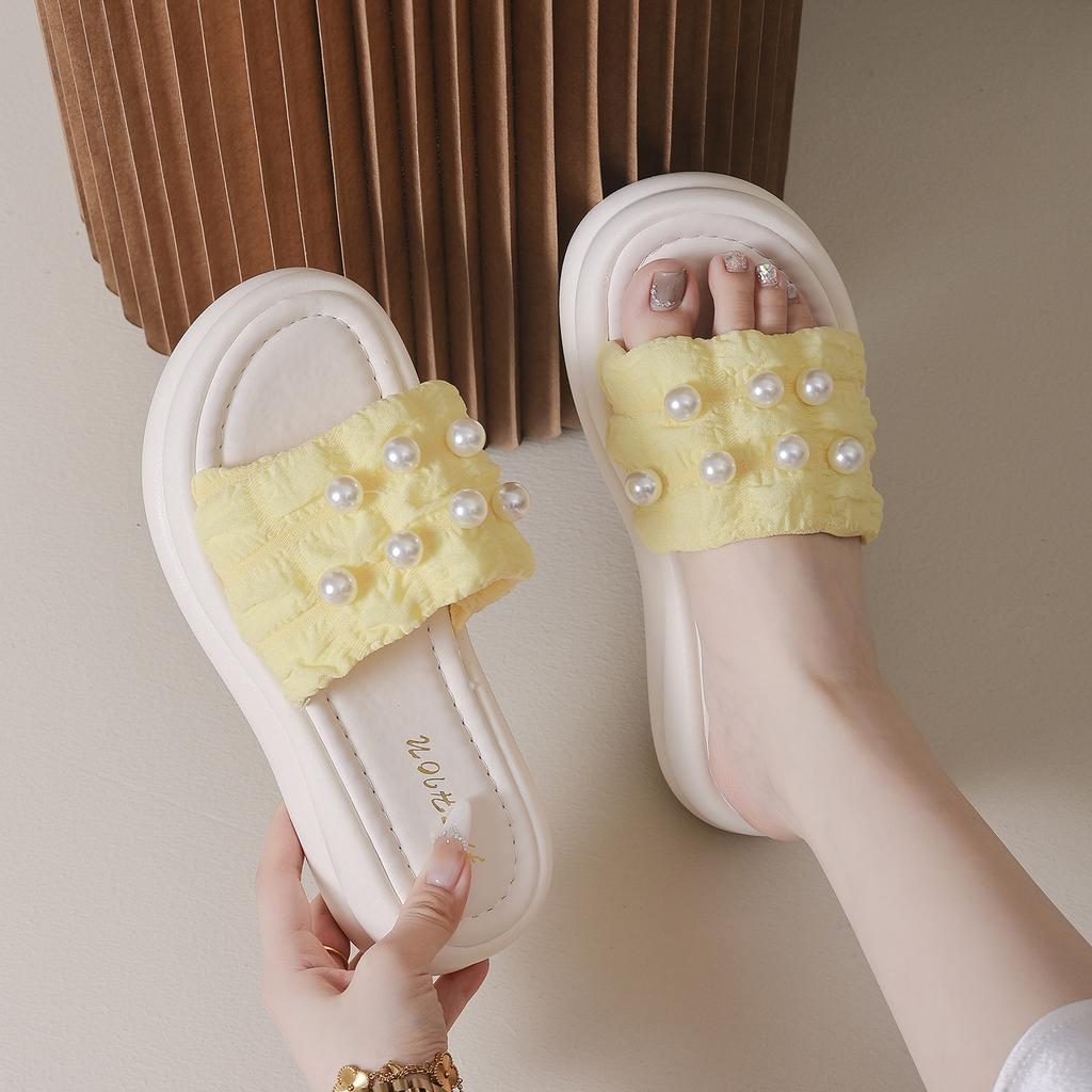Fashion String Bead House Slippers Platform Women Luxury Shoes Pantofle Slides Designer 2025 Shoes Slippers Casual String Bead Platform