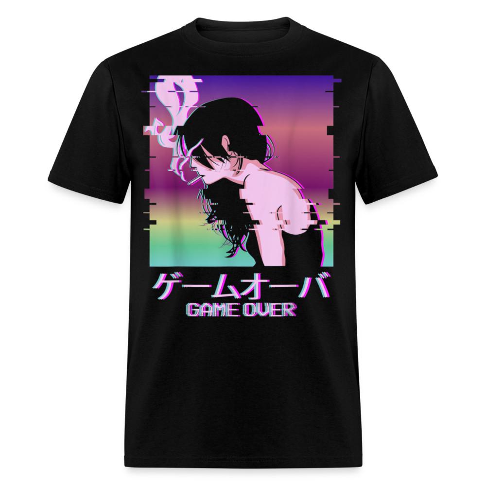 

Retro Vaporwave Sad shirt Anime Girl on Cigarette Game Over Aesthetic T-Shirt S