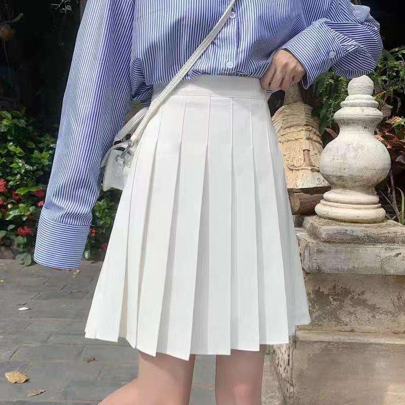 Academy Style Pleated Skirt: Plus Size, High Waist, Mid-Length for Junior & Senior High Students [4 Lengths]
