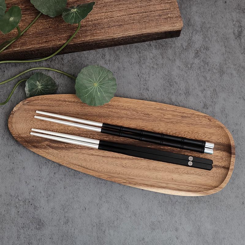 

Изысканные палочки из черного дерева и чистого серебра 999 пробы - Идеальный свадебный подарок или подарок на новоселье 24cm