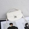 Minimalist Genuine Leather Crossbody Bag Small Square Shell Shape With Lock Daily Urban Wear