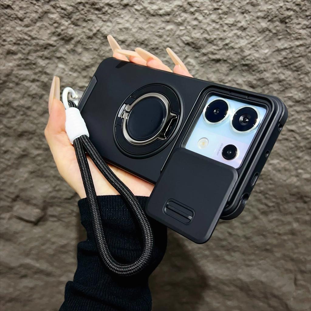 Magnetické pouzdro Armor pro Redmi Note 14 13 Pro Plus 5G 4G Xiaomi 14 14T Pro s šňůrkou Posuvná ochrana kamery Nárazuvzdorný kryt