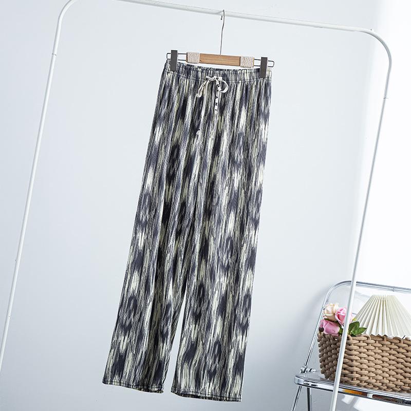 Ice Silk Wide Leg Pants Women's Pants Summer Thin Drape Loose Straight Black Casual Summer
