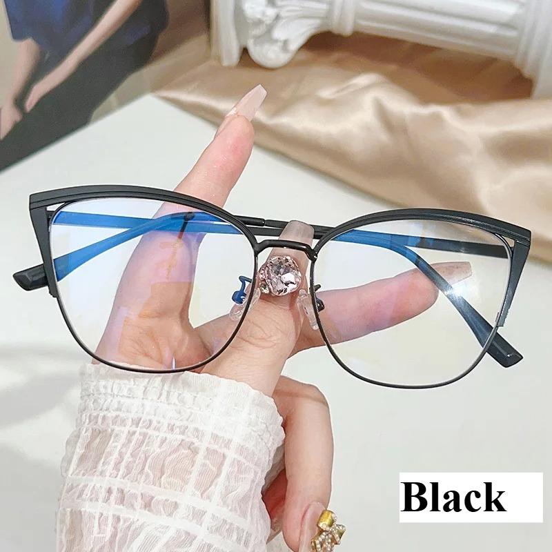 Multi-color Cat-eye Glasses Women Fashion Metal Frames Anti-blue Light European American Style Color-changing Eyewear