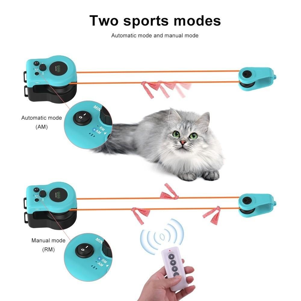 Adjustable Speed Interactive Cat Mental Stimulation DIY Mouse Cat Treadmill Chase Run Exercise Cat Feather Indoor Cats