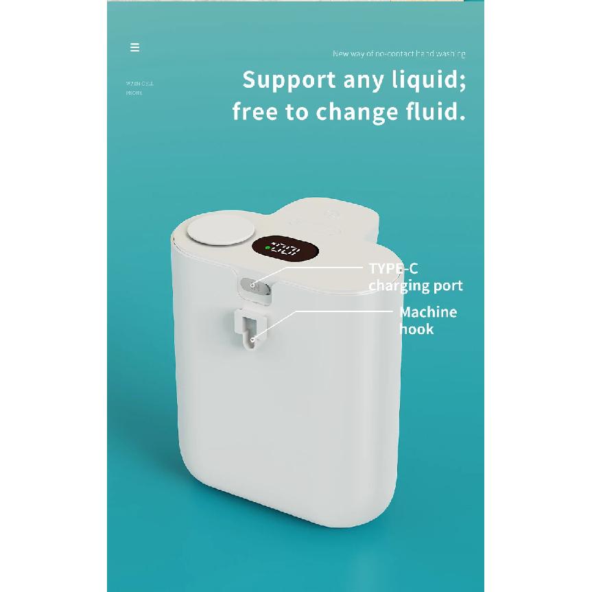 500ML HD Display 9 Levels Adjustable Automatic Smart Sense Soap Dispenser IPX5 Waterproof Rechargeable Hand Dish Washing Machine