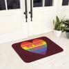 Rainbow Heart "We Are Family" Doormat, Inclusive Pride Design Floor RugMachine Washable Polyester for Entryway Living Room