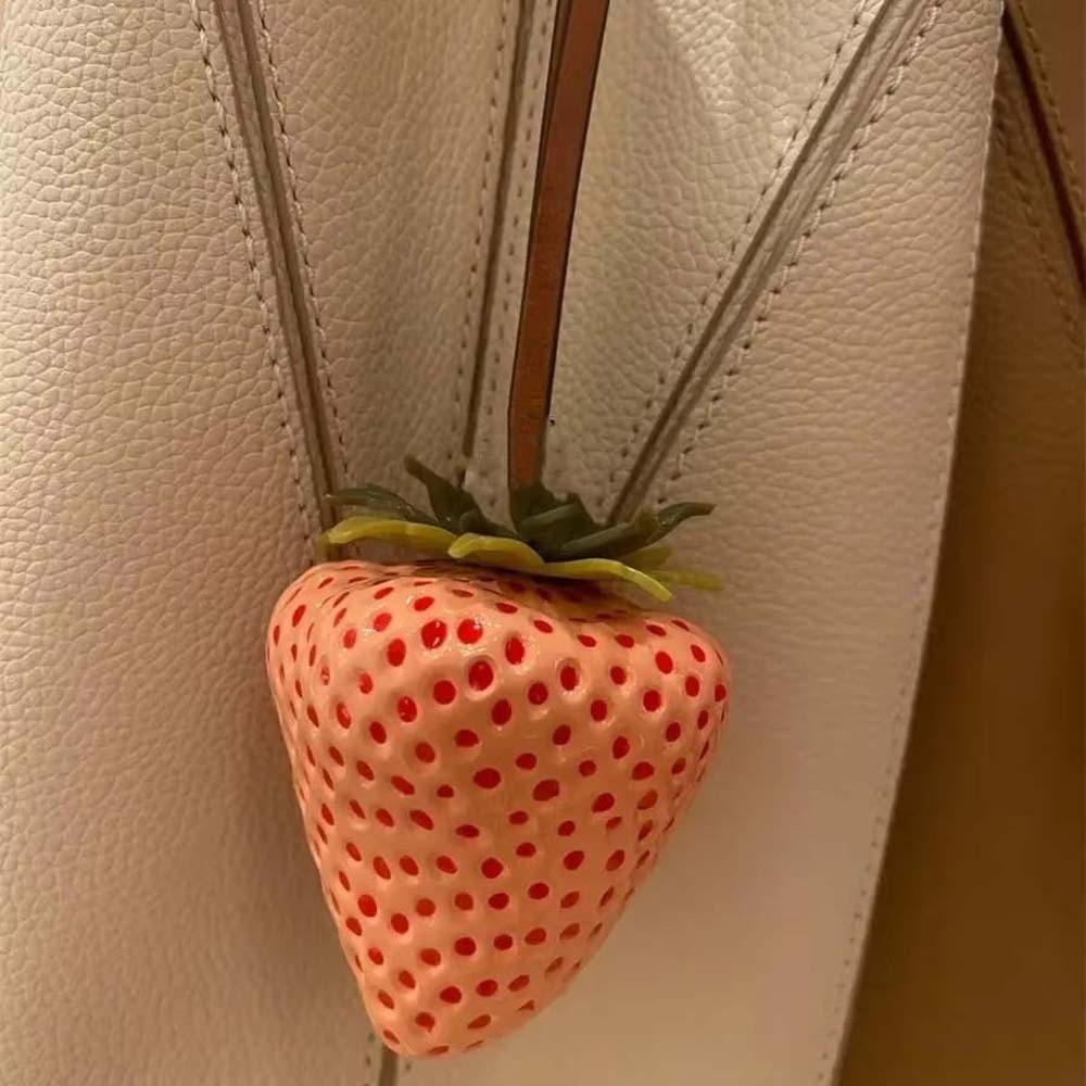 Waterproof Versatile Bag Charm 3D Red Resin Fruit Pendant Keychain Strawberry Key Ring  Friends