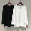 Camicie Bluse per Donna Manica Lunga Scollo a V Spaccato Casual Oversize Top Lento
