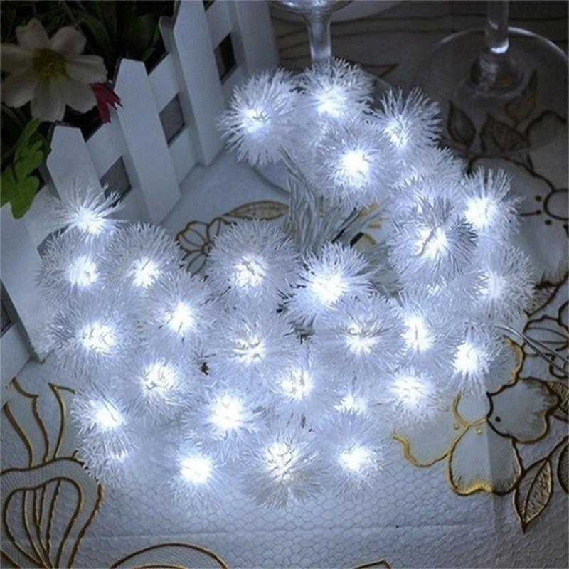 

LEDs Snow Pompon Fairy Dandelion String Lights For Festival Christmas Party Wedding Garden Decoration DIY Lighting 3M 20LEDs